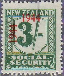 1944 - 1946 Social Security 3/- Blue-Green