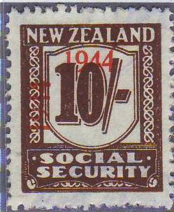 1944 - 1946 Social Security 10/- Red-Brown