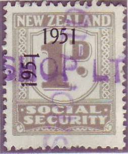 1951 Social Security "Inverted 1" 1d Grey