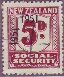 1951 Social Security "Inverted 1" 5d Plum