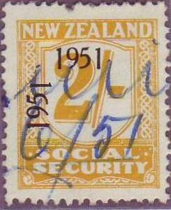 1951 Social Security "Inverted 1" 2/- Yellow