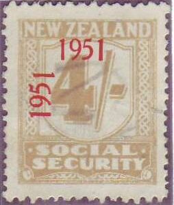 1951 Social Security "Inverted 1" 4/- Yellow-Olive