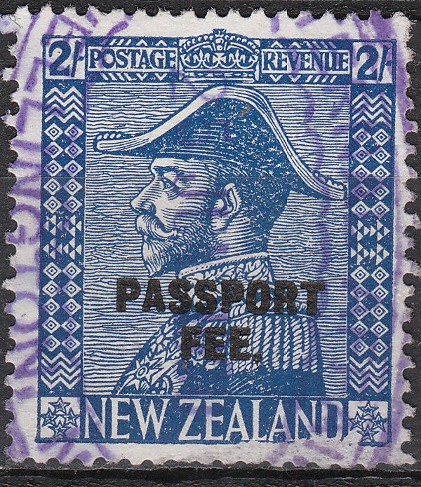 Passport Fee - 2/- Blue (George V Admirals Design)